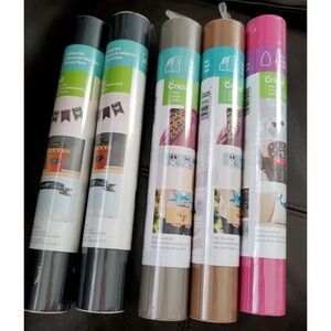 CRICUT Vinyl (5 NIP)  2 Chalkboard, 1 grey,1 brown, 1 Iron-on, Dry Erase (Used)‎